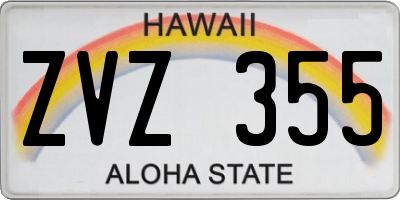 HI license plate ZVZ355