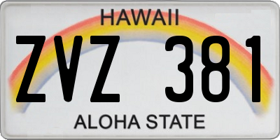 HI license plate ZVZ381