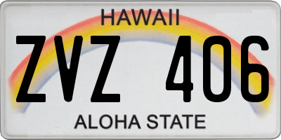 HI license plate ZVZ406