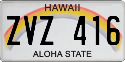HI license plate ZVZ416