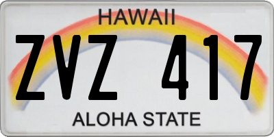 HI license plate ZVZ417