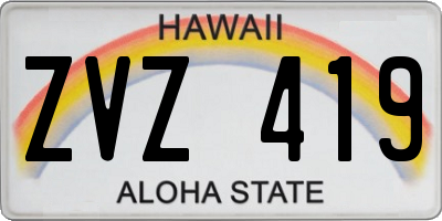 HI license plate ZVZ419