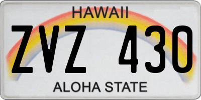 HI license plate ZVZ430