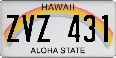 HI license plate ZVZ431