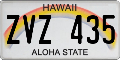 HI license plate ZVZ435