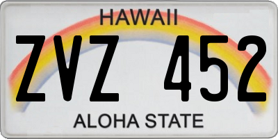 HI license plate ZVZ452