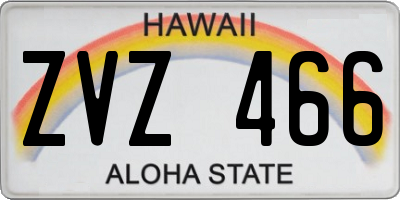 HI license plate ZVZ466