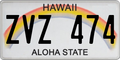 HI license plate ZVZ474