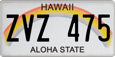 HI license plate ZVZ475