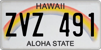 HI license plate ZVZ491