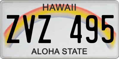 HI license plate ZVZ495