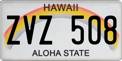 HI license plate ZVZ508