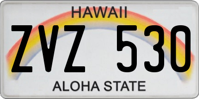 HI license plate ZVZ530