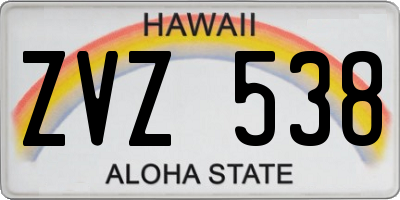 HI license plate ZVZ538