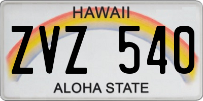 HI license plate ZVZ540