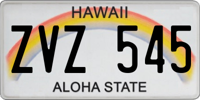 HI license plate ZVZ545