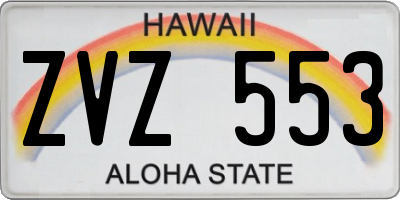 HI license plate ZVZ553