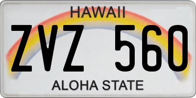 HI license plate ZVZ560