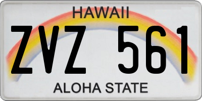 HI license plate ZVZ561