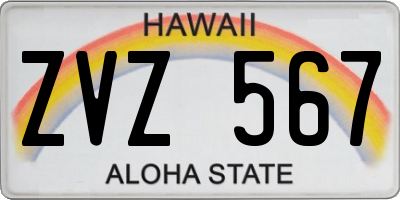 HI license plate ZVZ567