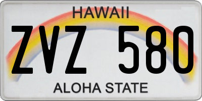 HI license plate ZVZ580