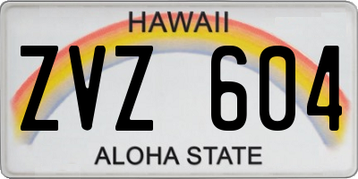 HI license plate ZVZ604