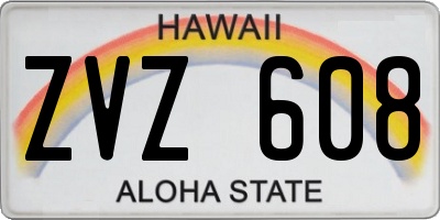 HI license plate ZVZ608