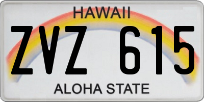 HI license plate ZVZ615