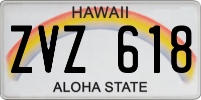 HI license plate ZVZ618