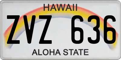 HI license plate ZVZ636