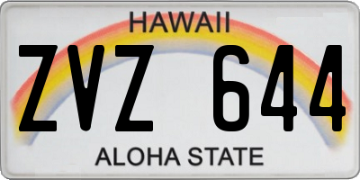 HI license plate ZVZ644