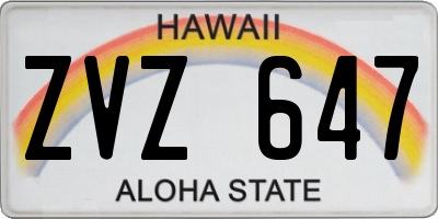 HI license plate ZVZ647