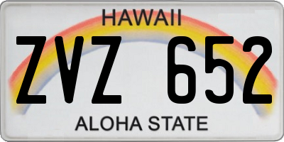 HI license plate ZVZ652