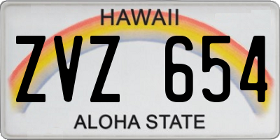 HI license plate ZVZ654