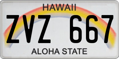 HI license plate ZVZ667