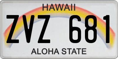 HI license plate ZVZ681