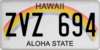 HI license plate ZVZ694