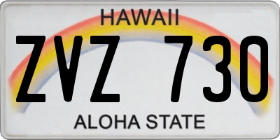HI license plate ZVZ730