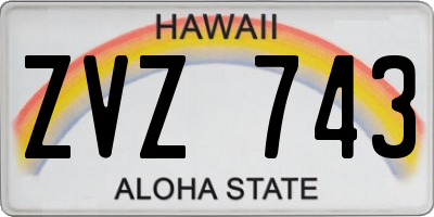 HI license plate ZVZ743