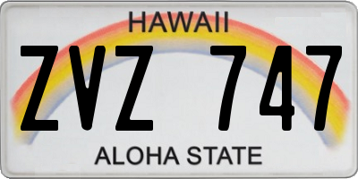HI license plate ZVZ747