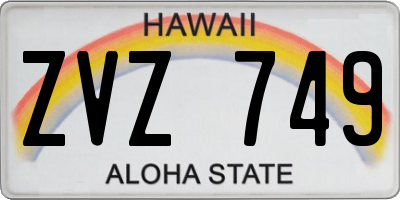 HI license plate ZVZ749