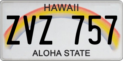 HI license plate ZVZ757