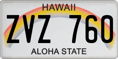 HI license plate ZVZ760