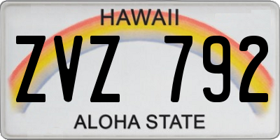 HI license plate ZVZ792