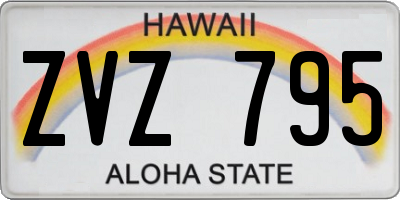 HI license plate ZVZ795