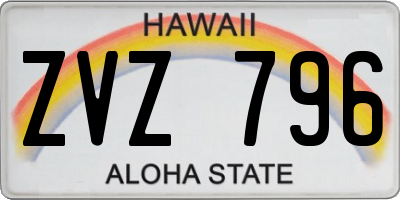 HI license plate ZVZ796