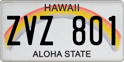 HI license plate ZVZ801