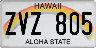 HI license plate ZVZ805