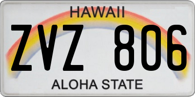 HI license plate ZVZ806