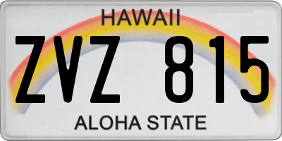 HI license plate ZVZ815